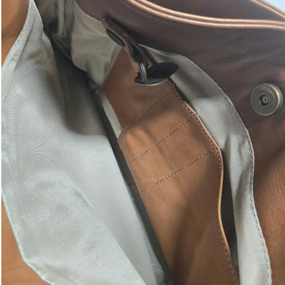 SAS Brown Leather Handbag Shoulder Purse Crossbody made in USA, Vintage - Picture 7 of 7